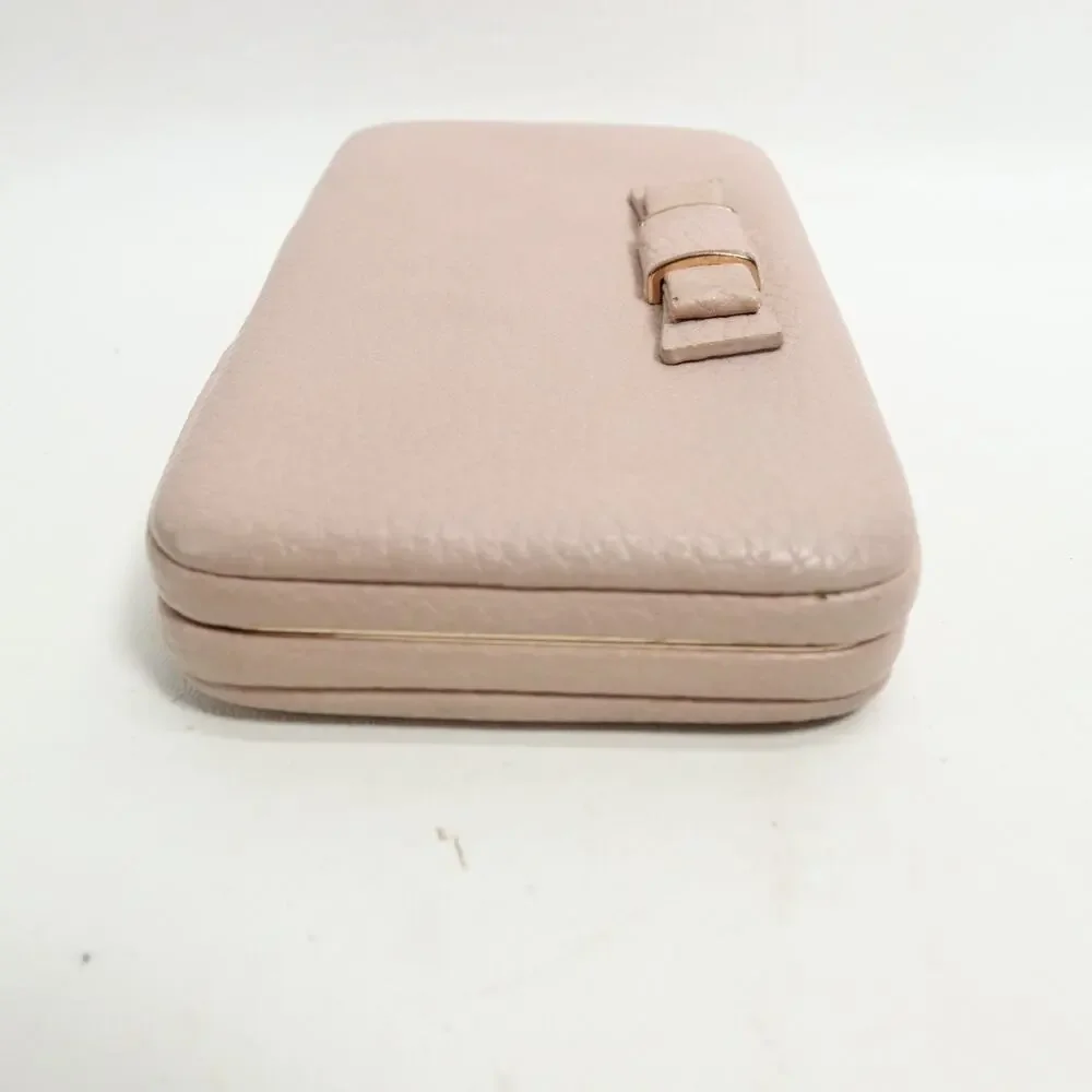 Classic Clutch Hard Case Wallet Women Pink Blush Faux Pebble Leather ID Cards